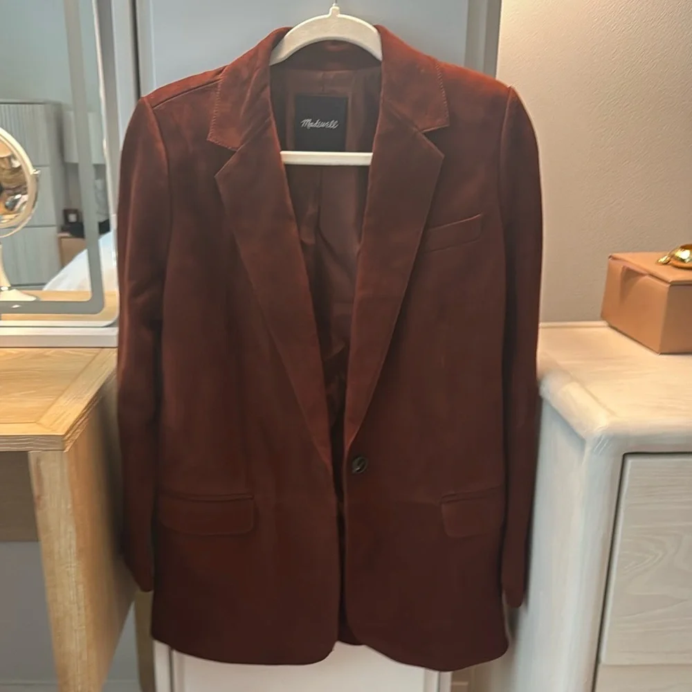 Madewell Kline Suede Blazer Size 0 Soft Mahogany color - Picture 6 of 7